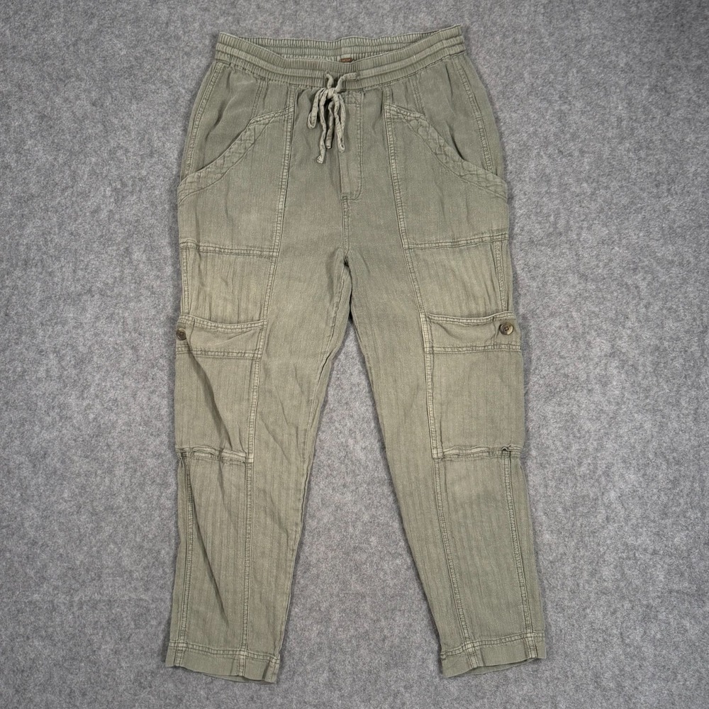 Free people Olive Green Linen Blend Feelin Good Utility Pants Women's‎ Size XS